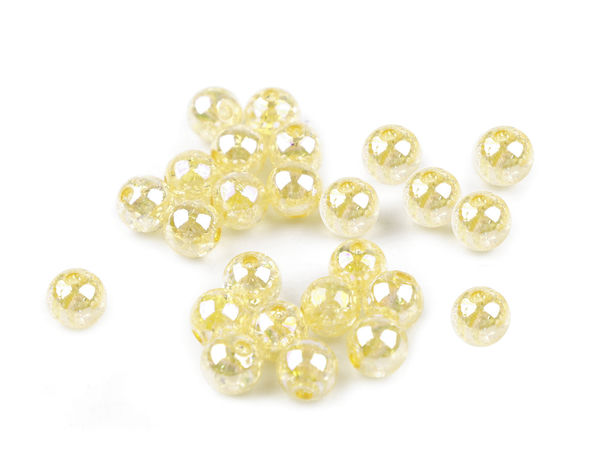 Mărgele rotunde din plastic premium cu efect irizant AB – Ø8mm (Pachet 10g, aprox. 32 buc.)