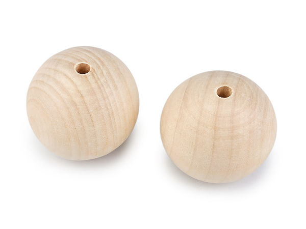 Mărgele premium din lemn natur deschis, nefinisate (45 mm) - Mărgele cu orificiu mare pentru galanterie și macrame
