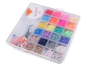 Kit premium pentru confecționarea bijuteriilor DIY – Organizator cu 26 de compartimente, mărgele disc din silicon, pandantive, mărgele cu litere și instrumente de lucru