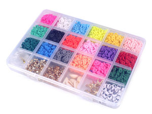 Set DIY pentru confecționarea bijuteriilor cu cutie de depozitare cu 24 de compartimente - mărgele plate din silicon, talismane metalice, mărgele cu litere, pandantive și fir elastic