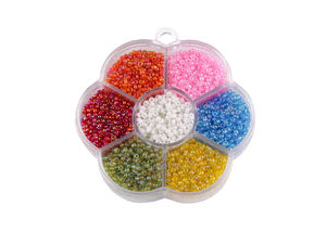 Set premium de mărgele de nisip și mărgele tubulare în organizator în formă de floare - Kit pentru confecționarea bijuteriilor și lucru manual DIY