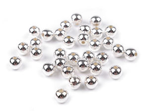 Mărgele Glance tip perle cerate din plastic cu aspect metalic super lucios – 8 mm, Argintiu deschis (Pachet 20 g)