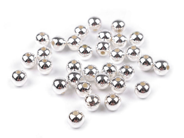 Mărgele Glance tip perle cerate din plastic cu aspect metalic super lucios – 8 mm, Argintiu deschis (Pachet 20 g)
