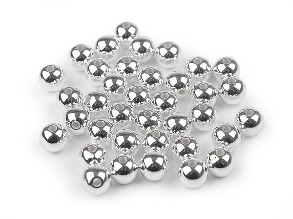 Mărgele perle premium din plastic cu luciu metalic intens - 10mm (Argintiu)