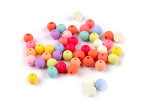 Mărgele premium din plastic mate, 8 mm - Mix colorat cauciucat soft-touch pentru bijuterii handmade, macrame și proiecte de galanterie (20g / cca. 75 buc)