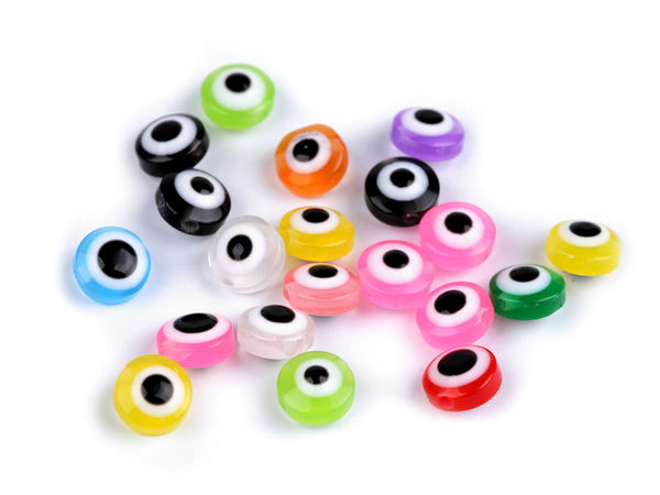 Mărgele de protecție Ochiul lui Allah (Nazar) - Mărgele din plastic convexe și ușoare de 8 mm pentru bijuterii și lucru manual