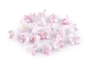 Mărgele sidefate tip floare-clopoțel cu finisaj AB (12x16 mm) - Mărgele florale acrilice ușoare pentru bijuterii și proiecte de lucru manual