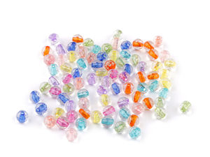 Mărgele plate din plastic transparent cu miez colorat - Mix fațetat pentru bijuterii și lucru manual