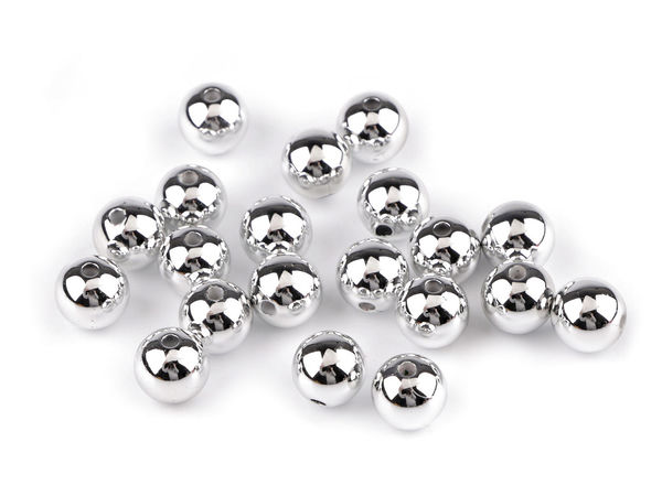 Mărgele premium cu aspect metalic pentru craft - Mărgele rotunde din plastic de 12 mm pentru confecționarea de bijuterii, lucru manual și decorațiuni de sărbători