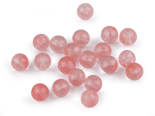 Mărgele din cuarț cherry sintetic, 7 mm - Mărgele premium din pietre semiprețioase pentru confecționarea de bijuterii și proiecte creative