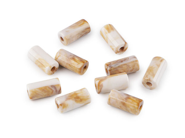 Mărgele cilindrice premium din acril cu efect de marmură pentru crearea de bijuterii - 11x22 mm