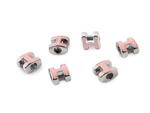 Mărgele lucioase din plastic în formă de H, cu orificiu mare de înșirare, 10x11 mm