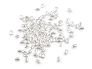 Mărgele premium tip perle cerate orez, din plastic alb (2,5x4 mm) - Componente ușoare pentru bijuterii și creații handmade