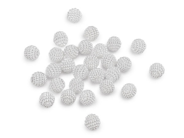 Mărgele de ceară premium cu textură de zmeură și efect perlat (10 mm) - Alb perlat