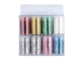 Set premium de sclipici fin pulbere la borcănaș – 8 culori asortate (recipiente de 4g) pentru craft, creație textilă și scrapbooking