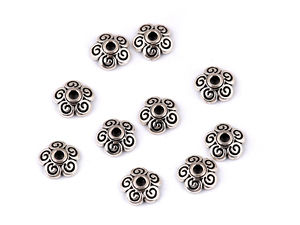 Capace metalice premium pentru mărgele, 8mm, model floare - Capace decorative florale pentru crearea de bijuterii, proiecte DIY și îngerași decorativi