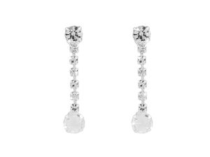 Cercei eleganți cu picătură din strasuri din cristal ceh - Cercei lungi premium cu strasuri Jablonec și finisaj argintiu galvanizat
