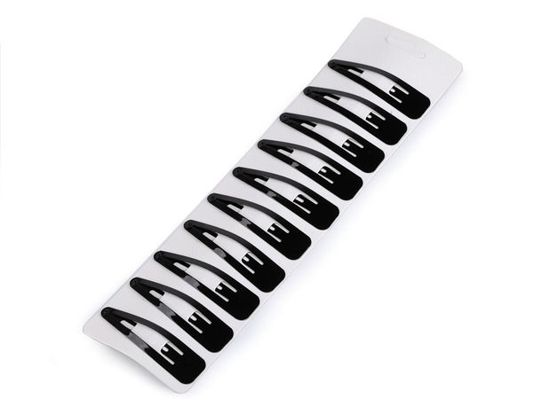 Clame de păr premium clic-clac cu finisaj lucios - Accesorii de păr pentru fixare sigură, set de 2 (Negru)