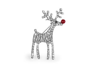 Broșă elegantă în formă de ren cu strasuri strălucitoare - Accesoriu festiv de sărbători