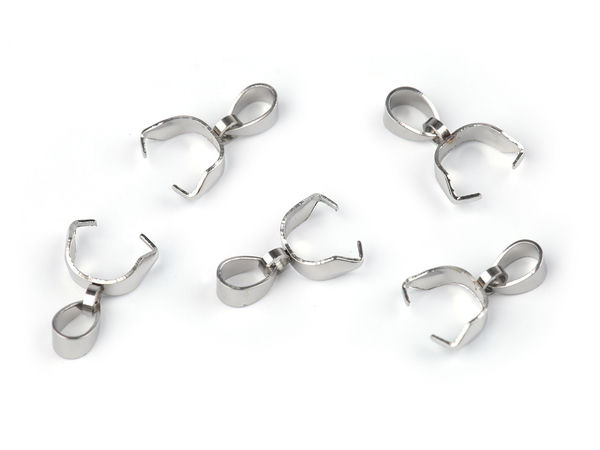 Contra-zale din oțel inoxidabil - Tortițe de strângere cu clips pentru pandantive (4x16mm) - Finisaj platinat