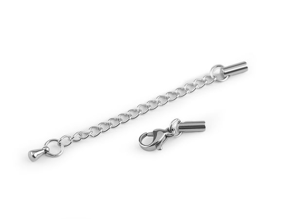 Set premium de închizători carabină din oțel inoxidabil cu lănțișor de prelungire - Finisaj platinat