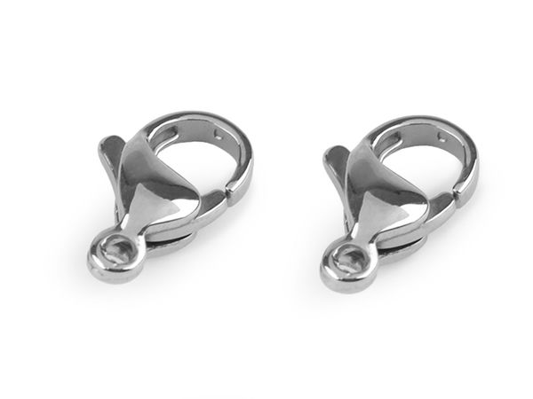 Încuietori carabină premium din oțel inoxidabil - Închizători de 8x13 mm pentru coliere și brățări, nuanță platină