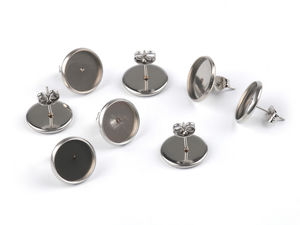 Baze premium din oțel inoxidabil pentru cercei cu șurub, cu platou rotund de 12 mm - Platinat