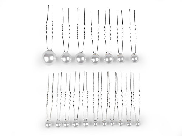 Set elegant de ace de păr cu perle artificiale - Dimensiuni asortate (8-20 mm) pentru nunți, coafuri de mireasă și ocazii speciale - Alb