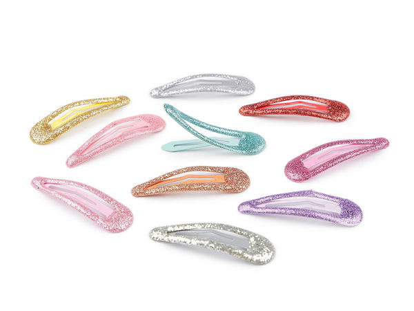 Clame de păr premium cu sclipici - Set de 10 agrafe metalice colorate, asortate