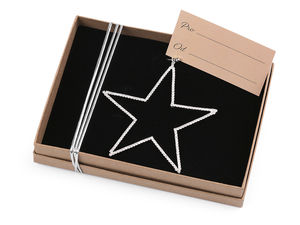 Ornament de lux pentru Crăciun în formă de stea din strasuri de cristal de Jablonec - Glob din sticlă de Bohemia lucrat manual (9 cm)