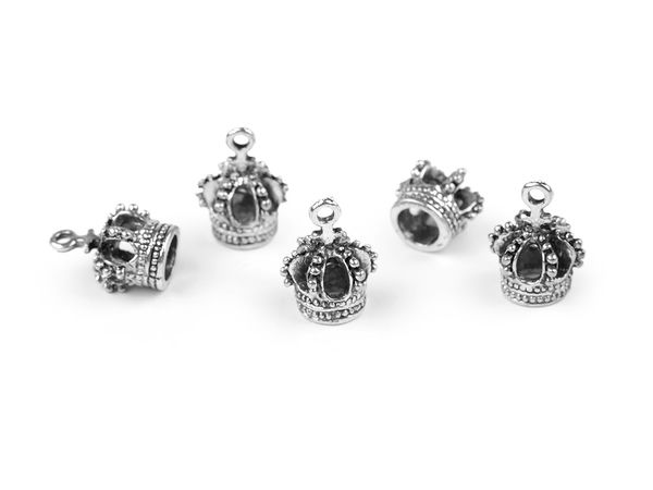 Pandantiv metalic tip talisman Coroană Regală, platinat (12x16 mm) - Decorațiune pentru lucru manual și accesorii