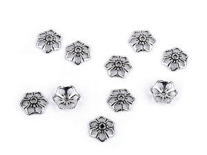 Căpăcel metalic platinat în formă de floare pentru mărgele - Accesoriu decorativ floral Ø12mm