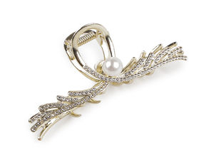 Mini clemă de păr elegantă din metal cu strasuri strălucitoare - Finisaj auriu deschis