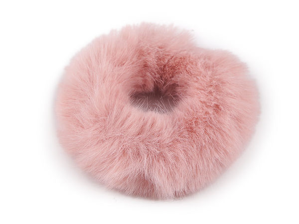 Elastic de păr tip scrunchie din blăniță ecologică plusată - Accesoriu premium pentru coafare fără deteriorare
