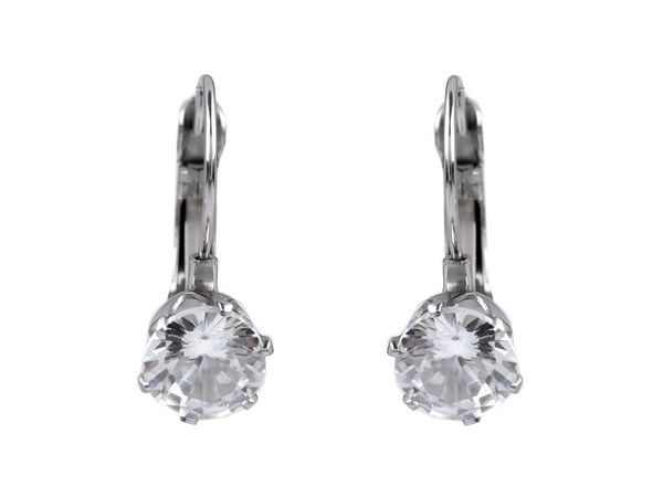 Cercei suspendați din oțel inoxidabil cu zirconiu cubic - Cristal și Inimă de cristal