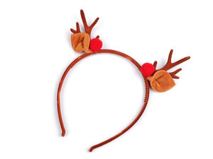 Bentiță de Crăciun cu coarne din catifea - Accesoriu festiv de păr pentru sărbători