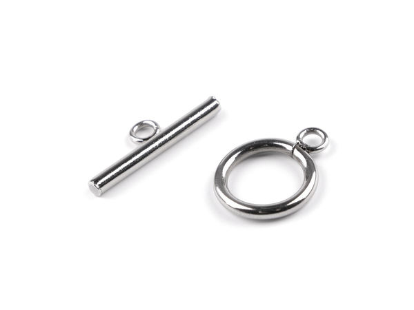 Închizători toggle din oțel inoxidabil premium - Sisteme de închidere OT de 14 mm pentru bijuterii (Finisaj platinat)