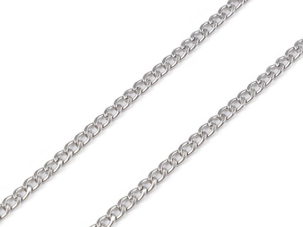 Lanț plat premium din oțel inoxidabil pentru bijuterii - lățime 3,7 mm, lungime 1 m (finisaj platinat)