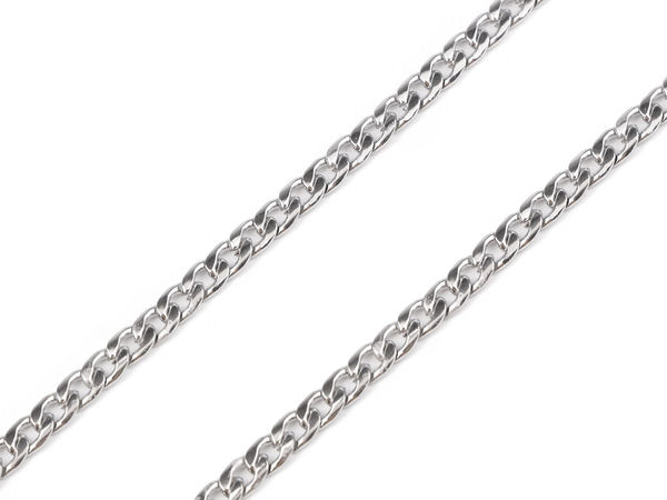 Lanț plat premium din oțel inoxidabil - Lățime 4,6 mm, Lungime 1 m - Finisaj platinat
