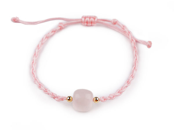 Brățară Shamballa împletită manual, cu mărgea din sticlă cu efect mineral - Mărime universală reglabilă