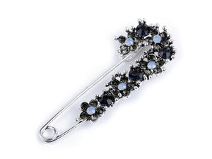 Broșă elegantă tip ac de siguranță cu motive florale și strasuri - Ac decorativ premium pentru eșarfe, jachete și accesorii