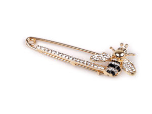 Broșă ac de siguranță cu albină din strasuri - Ac decorativ elegant auriu cristal pentru pulovere și tricotaje