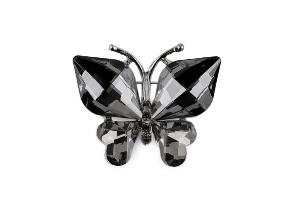 Broșă fluture cu strasuri din cristal - Ac decorativ elegant din sticlă și metal