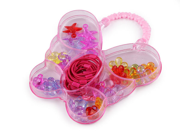 Set cadou organizator accesorii de păr și bijuterii personalizate pentru fetițe - Diverse modele în cutie de transport