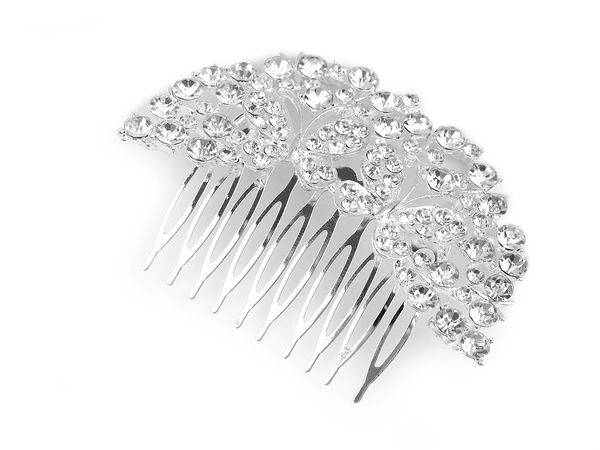 Pieptene de păr elegant cu strasuri - Modele cu fluture și floare din cristal