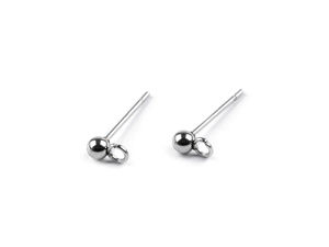 Tije pentru cercei cu bobiță și anou din oțel inoxidabil, 3 mm - Finisaj platinat