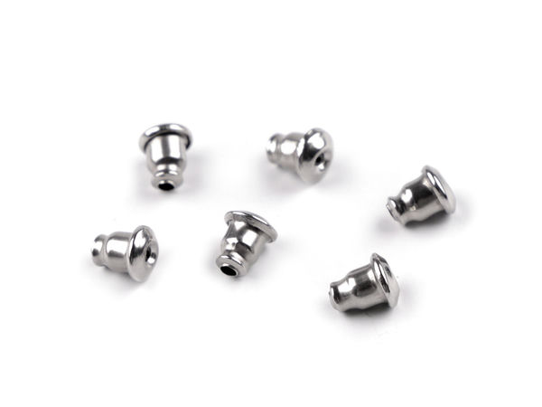 Închizători și stopere premium pentru cercei din oțel inoxidabil (5x6mm) - Nuanță platină