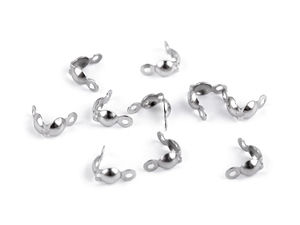 Calote terminatoare din oțel inoxidabil 8 mm - Capete terminatoare pentru bijuterii și șnururi, finisaj platinat