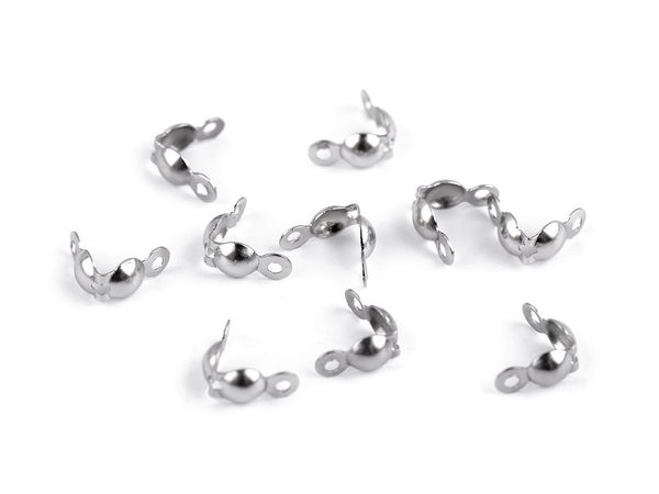 Calote terminatoare din oțel inoxidabil 8 mm - Capete terminatoare pentru bijuterii și șnururi, finisaj platinat