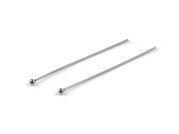 Ace premium din oțel inoxidabil pentru bijuterii, cu cap sferic de 2 mm, lungime 40 mm - Finisaj platinat